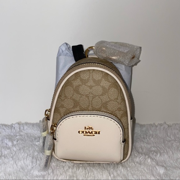 Coach Mini Court Backpack Bag Charm In Signature Canvas NWT - Picture 9 of 14